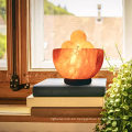 Lámpara de tazón de sal de sal del Himalaya natural, piedra de cristal auténtica, base de madera de calidad premium con aceites de interruptor de atenuación difusor